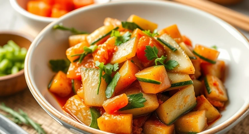 Cucumber kimchi is a quick, crunchy, and spicy Korean favorite, perfect for adding bold flavors and a refreshing twist to any meal.